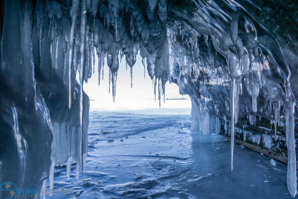 Ice cave with beautiful ice formation