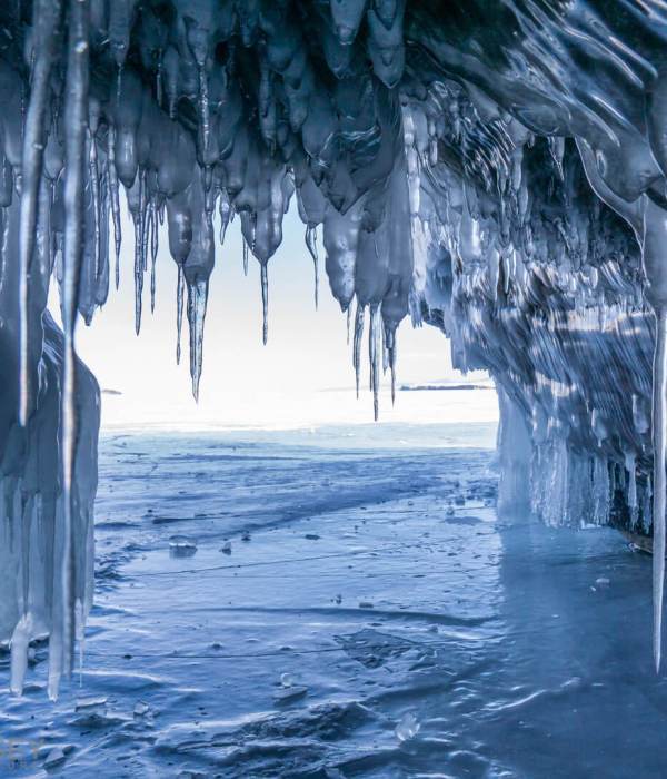 Ice cave with beautiful ice formation