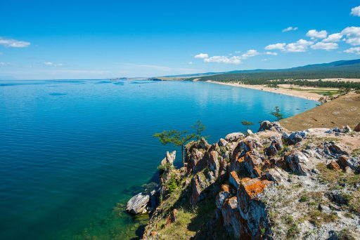 lake baikal shore with beautiful view from olkhon island