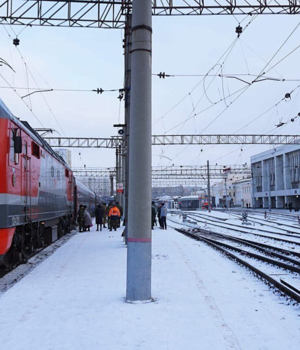 train in russia during winter. trans-siberia pure odyssey trip