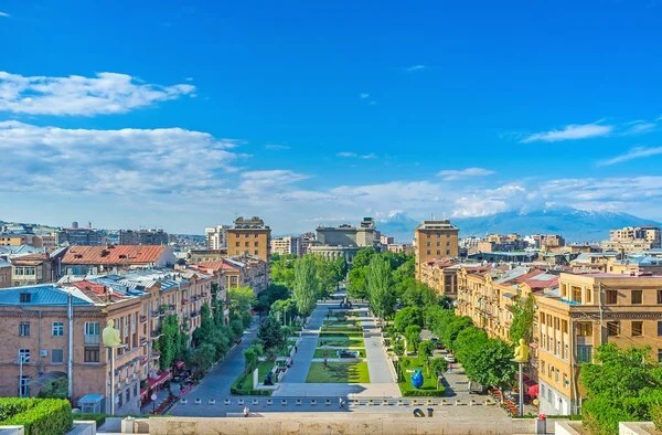 beautiful city with mountain on the background