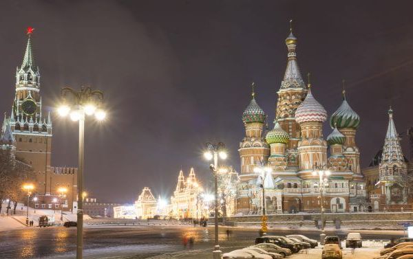 Red Square at night in winter