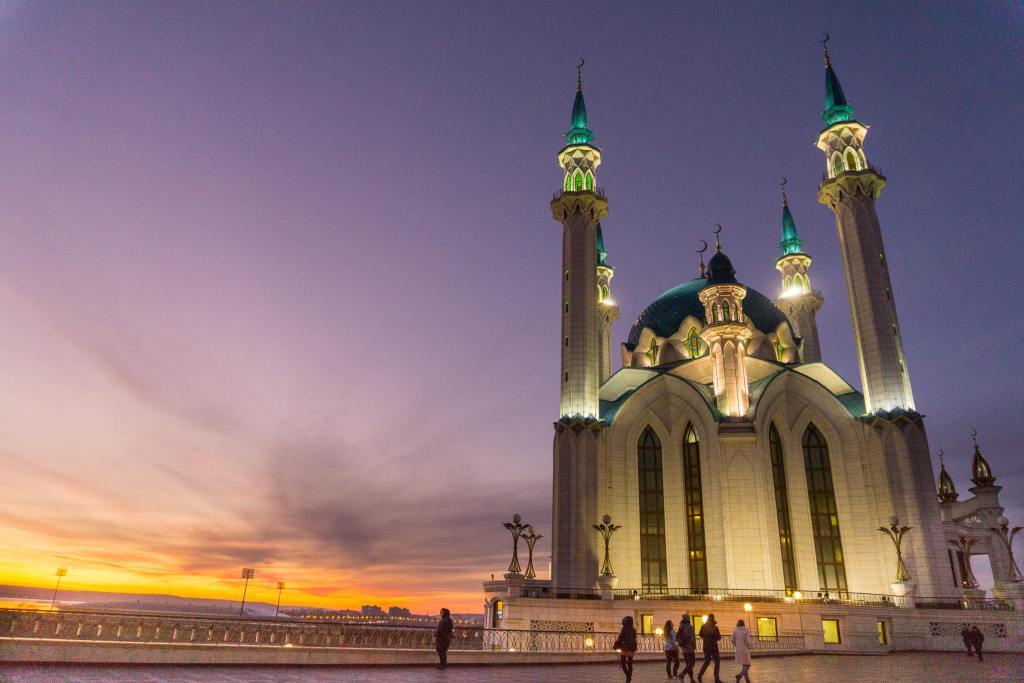 a mosque at dusk. menarik di kazan