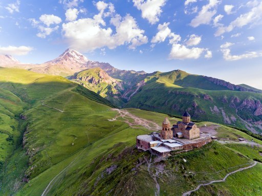 Gergeti churh on the top of mountain - Pure Odyssey Kazbegi mountain