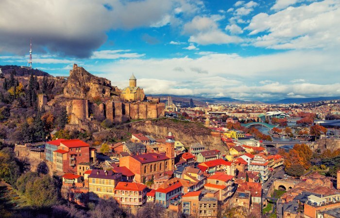 Tbilisi old town with narikala fortress oversight